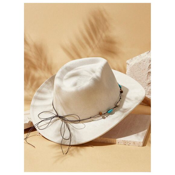 7644 Women\'s Boho Cowboy Hat Vintage Beaded Wide Brim Western Cowgirl Hats main image 4